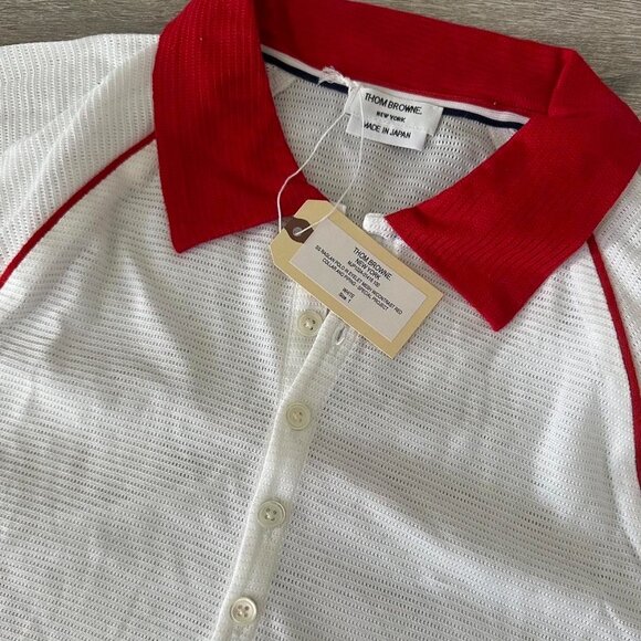 Thom Browne Men's White and Red Polo-shirts - Picture 2 of 3